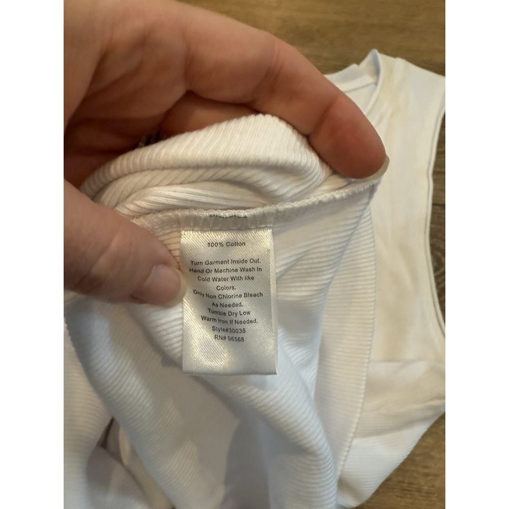 NWT Charlotte Tarantola Sz Large White Tank With‎ Crystal Accents Sleeveless Top - Picture 5 of 8